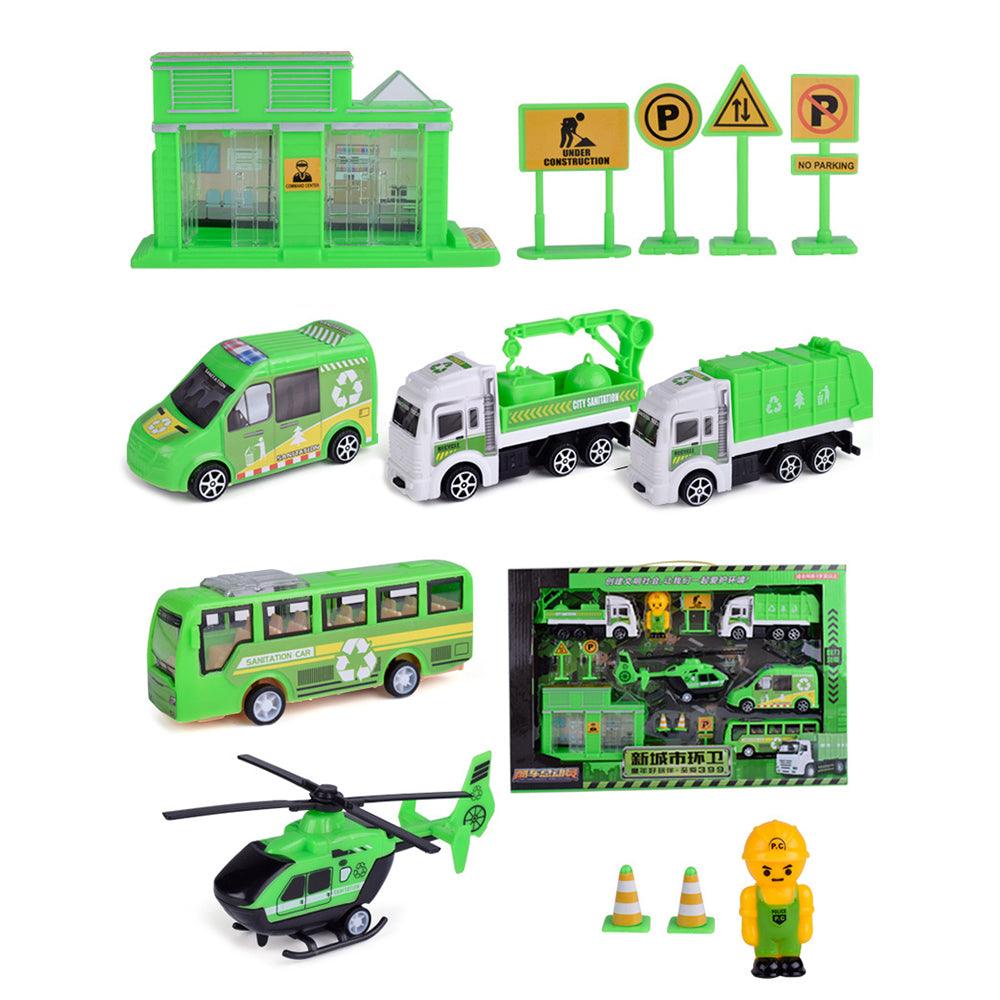 Multiple Styles Engineering Military Aviation Sanitation Fire Truck Car Diecast Model Toy Set for Kid Gift - MRSLM