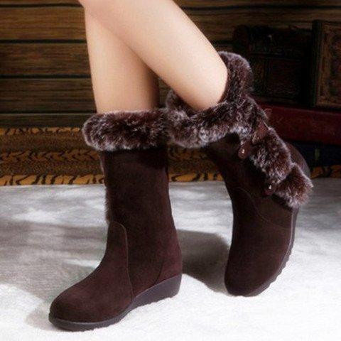 Snow Boots Mid-calf Faux Fur Plush Winter Women Boots - MRSLM