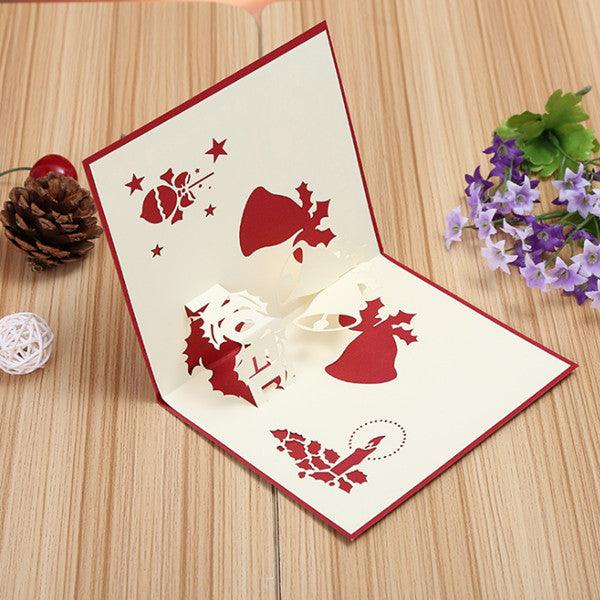 3D Pop Up Greeting Card Table Merry Christmas Post Card Gift Craft Paper DIY - MRSLM