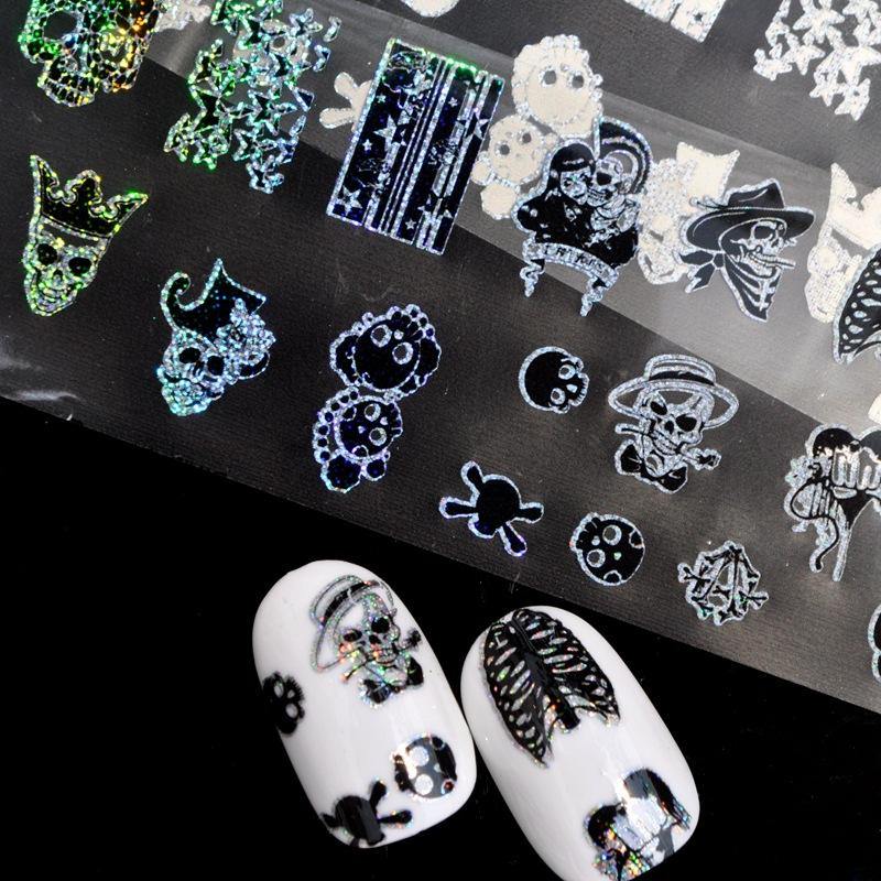 Dancingnail Nail Sticker Halloween Skull Head Punk Style Zombie Design - MRSLM