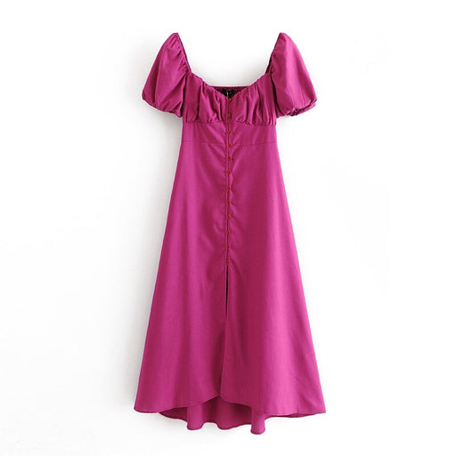 berry cotton linen dress, view 2 - MRSLM