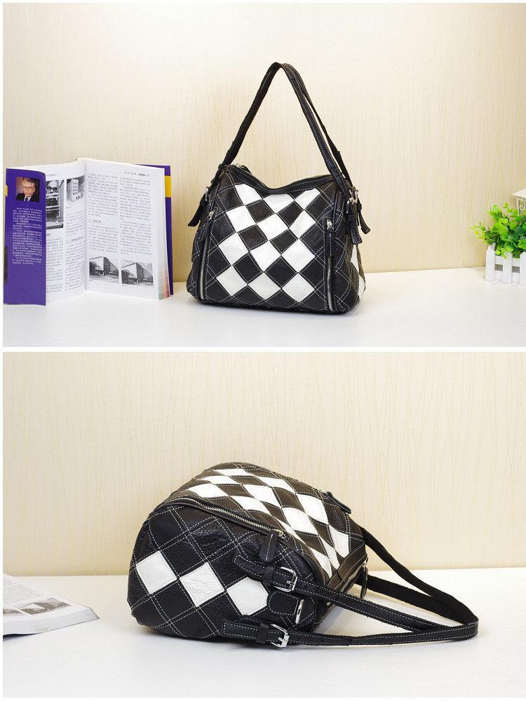 patchwork leather shoulder bag, view 5 - MRSLM
