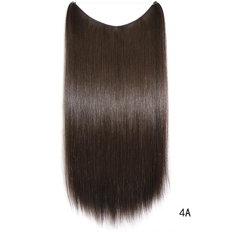 22 inches Invisible Wire No Clips in Hair Extensions Secret Fish Line Hairpieces Silky Straight Synthetic - MRSLM