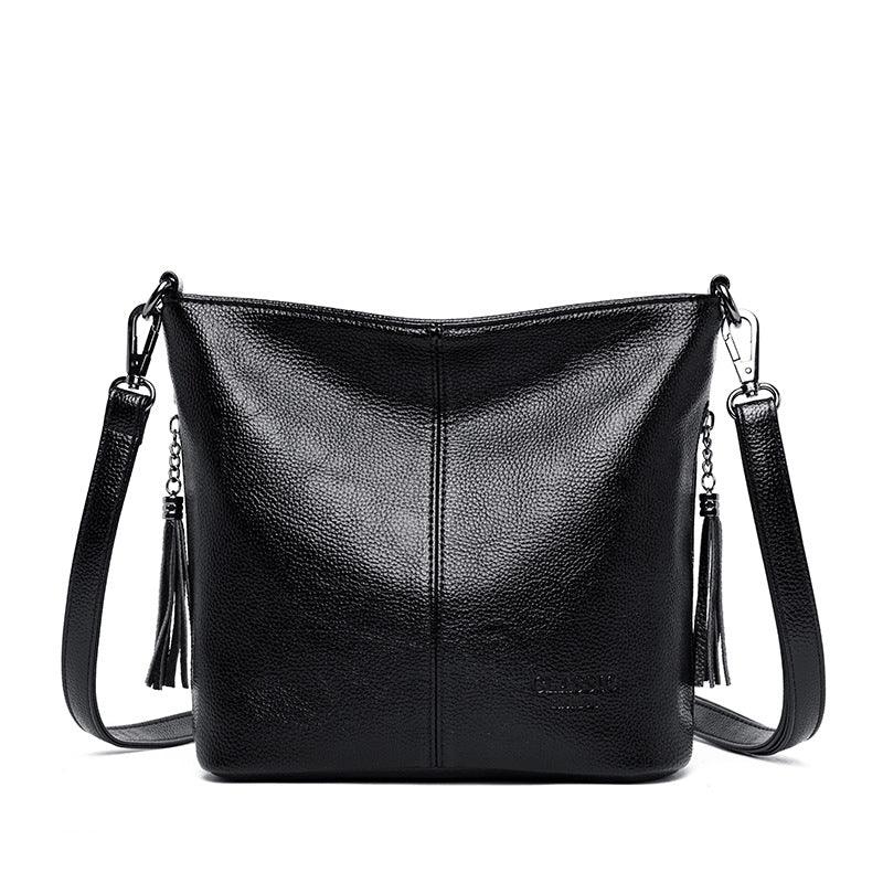 Soft leather fashion tassel handbag - MRSLM