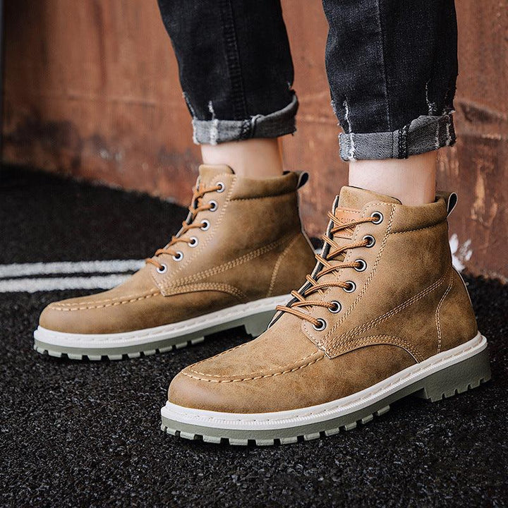 2021 autumn new men's Martin boots trend high-top men's boots locomotive British men's shoes leather tooling boots students - MRSLM