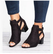 Large size thick high heel peep toe sandals - MRSLM