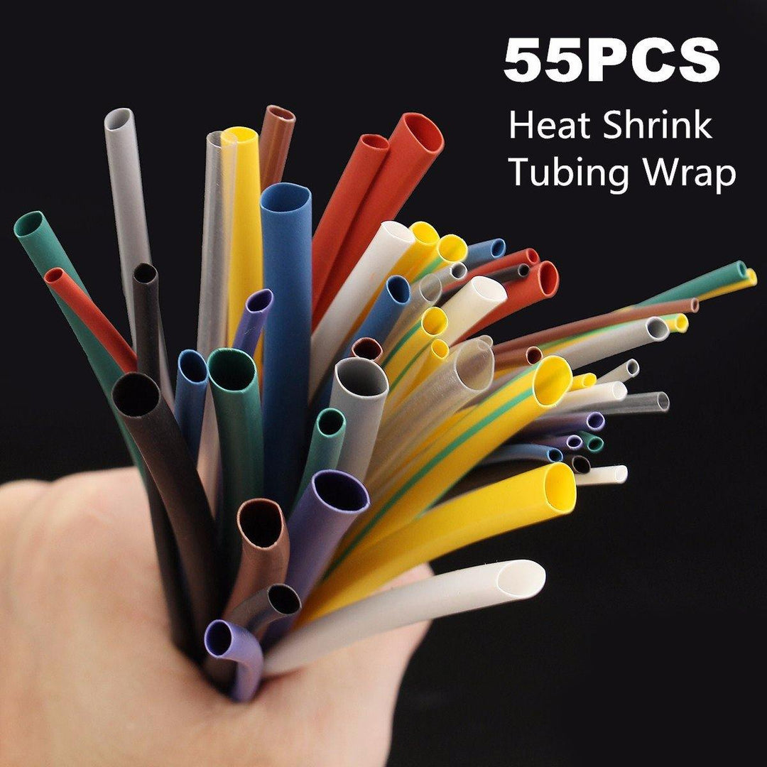 DANIU 55Pcs Heat Shrink Shrinking Tubing Tube Wire Wrap Cable Sleeve Kit Set - MRSLM