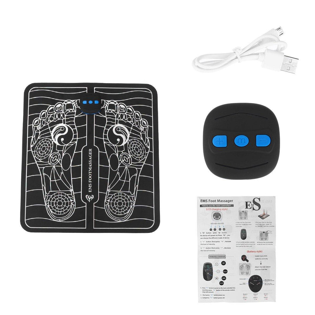 9-Level EMS Electric Foot Massager Pad Blood Circulation Muscle Stimulator Mat USB Rechargeable - MRSLM