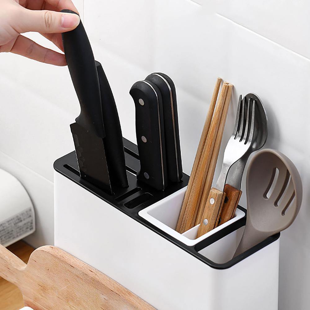 Tableware Storage Holders Kitchen Knife Plastic Storages Racks for Kitchen Convenience Cabinet (White) - MRSLM