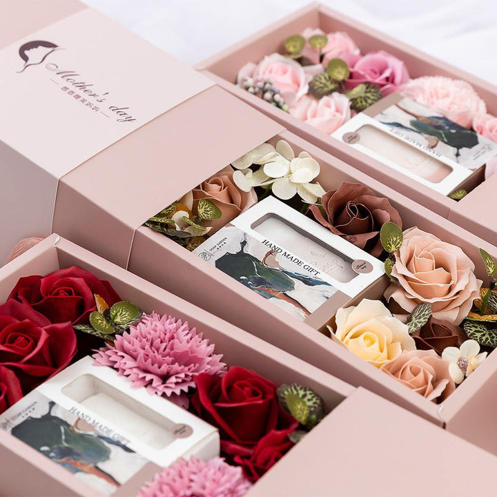 Rose Flower Soap Flower Gift Box Valentine's Day Gift Handmade Soap Hand Bouquet Flower Box - MRSLM