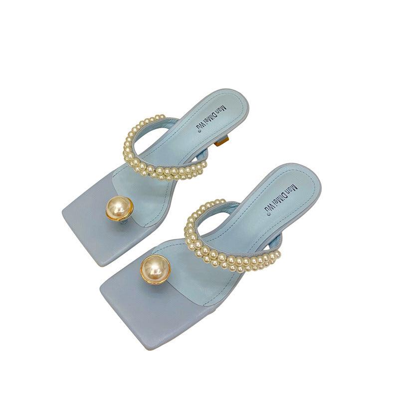 Women's pearl buckle flip-flop sandals - MRSLM