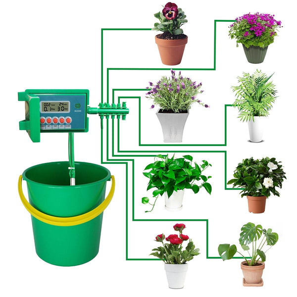Automatic Micro Home Drip Irrigation Watering Kits System Sprinkler with Smart Controller for Garden (Green) - MRSLM