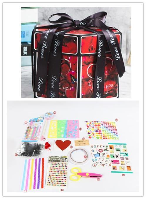 Surprise Explosion Box DIY Handmade Scrapbook Photo Album Gift Box for Valentine Gift - MRSLM