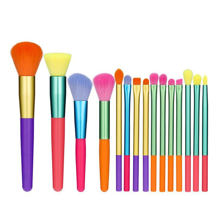 Makeup Brush Set 15pcs Multicolor Colourful Makeup Brushes (Color) - MRSLM