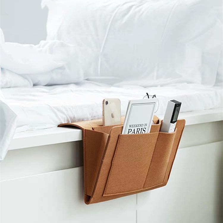 Bed Storage Bag with Pocket Felt Bedside Hanger Table Sofa Bedroom Mattress Bedside Anti-slip Organizer Holders - MRSLM