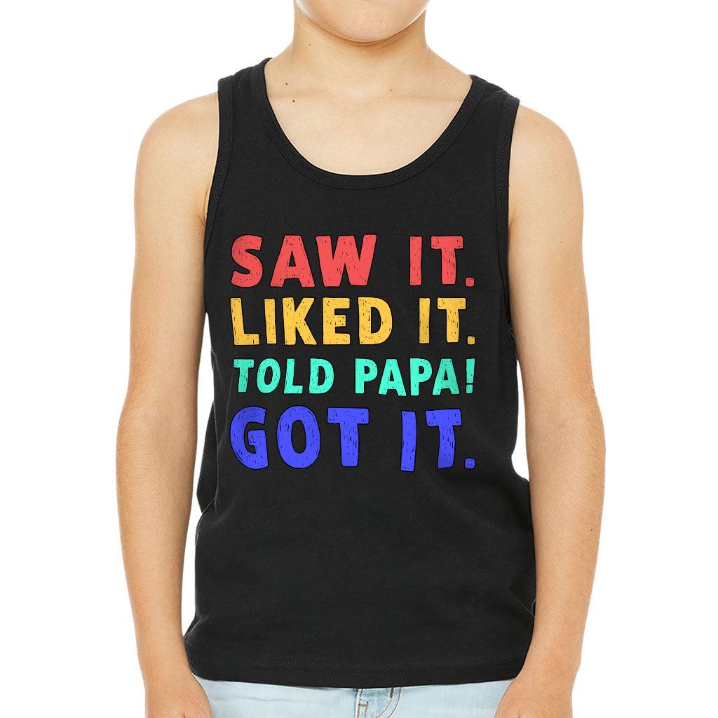 Saw It Liked It Kids' Jersey Tank - Colorful Sleeveless T-Shirt - Best Design Kids' Tank Top - MRSLM