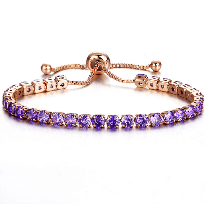 European and American cross-border exclusive jewelry inlaid crystal push-pull bracelet ladies gold full diamond single-row jewelry wholesale - MRSLM