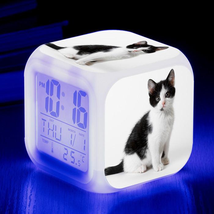 Cat narrow colorful square alarm clock - MRSLM