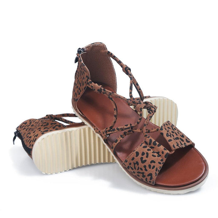 Leopard print non-slip flat sandals - MRSLM