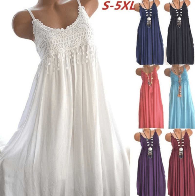 Long dress with lace suspenders - MRSLM