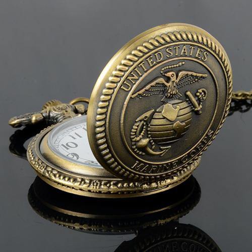 Men's United States Eagles Marine Corps Retro Style Bronze Quartz Pocket Watch - MRSLM