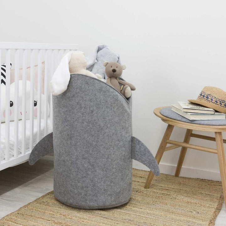 Cute Shark Shaped Kids Toy Storage Basket Multi-Functional Premium Felt Home Laundry for Baby Toys and Clothing - MRSLM