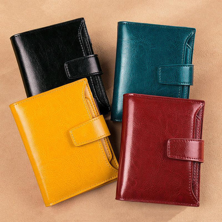 Women's leather card holder with leather buckle - MRSLM