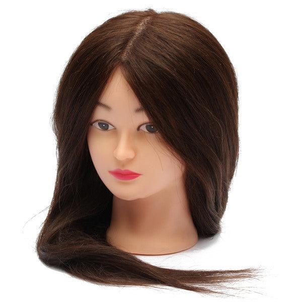 18 inch Long Real Human Hair Practice Models Hairdressing Training Head with Clamp - MRSLM