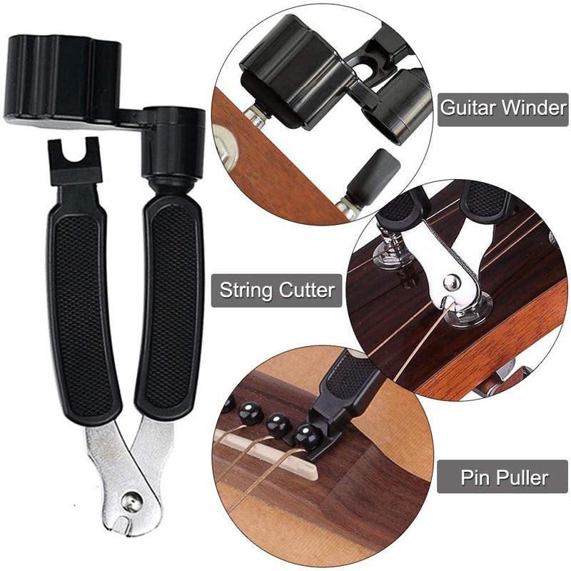3 in 1 Guitar Peg String Winder + String Pin Puller + String Cutter Guitar Tool Set Multifunction Guitar Accessories - MRSLM