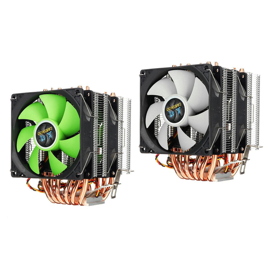 Aurora 3 Pin Double Fan 6 Copper Tube Dual Tower CPU Cooling Fan Cooler Heatsink for Intel AMD - MRSLM