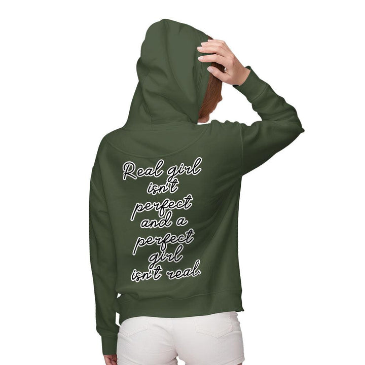 Real Girl Isn't Perfect Women's Zip Hoodie - Themed Hooded Sweatshirt - Best Design Hoodie - MRSLM