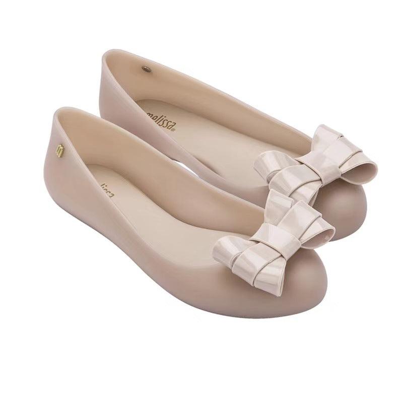Colorblock Flat Shoes With Shallow Bow - MRSLM