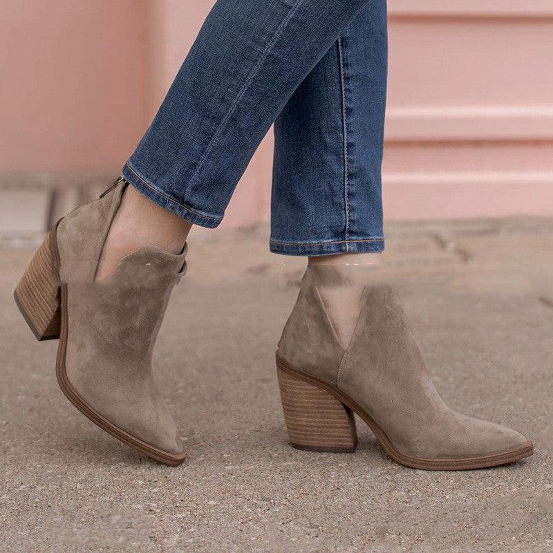 Women's pointed toe Martin boots, thick heel, view 4 - MRSLM