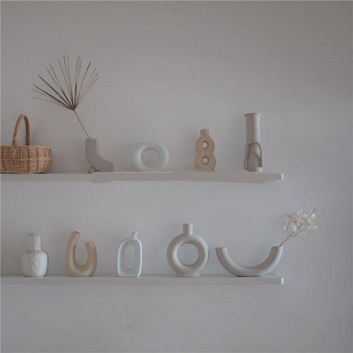 Plain Ceramic Vase Decoration Minimalist Art Flower Home - MRSLM
