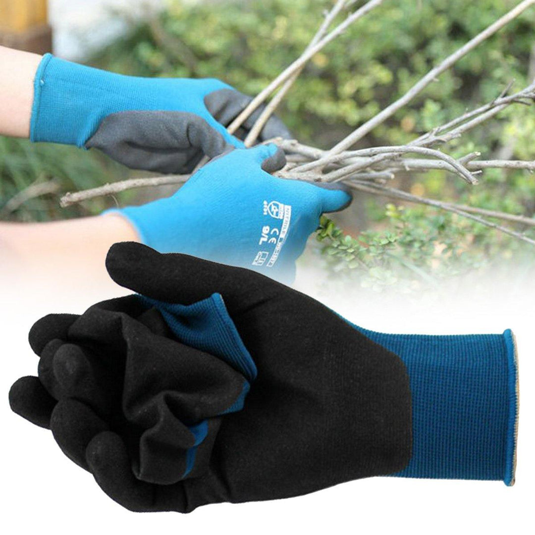 Garden Housework Gloves Waterproof Durable Nylon with Nitrile Sandy Coated Protection Safty Glove - MRSLM