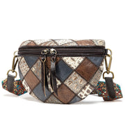 leather ethnic stitching crossbody bag, view 16 - MRSLM