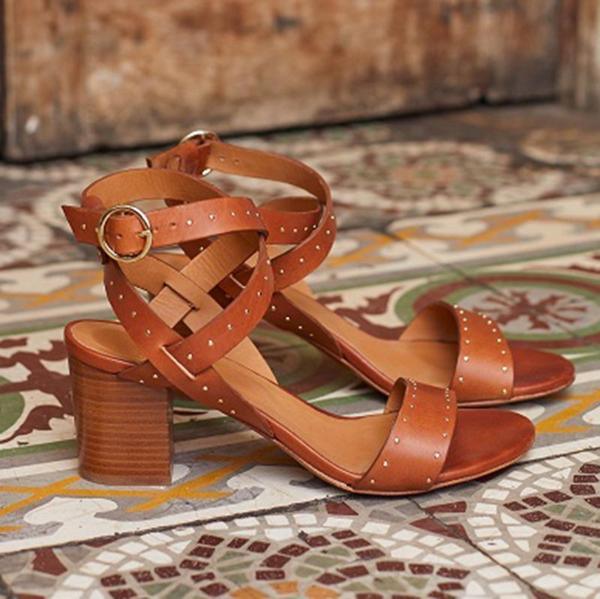Chunky high heel studded open-toe sandals - MRSLM
