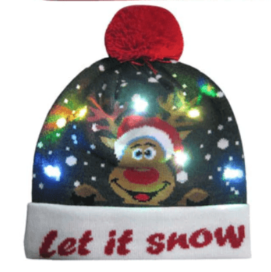 Snowman Elk Christmas Tree Flanged Ball Knit Cap - MRSLM