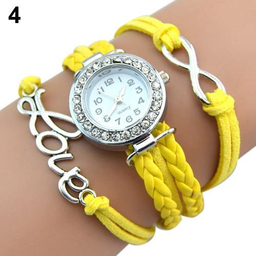 Infinity Love Charm Bracelet Bangle Rhinestone Arabic Numerals Wrist Watch - MRSLM