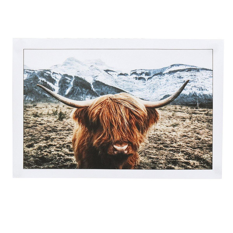 1 Piece Canvas Print Painting Highland Cow Poster Wall Decorative Printing Art Pictures Frameless Wall Hanging Decorations for Home Office - MRSLM