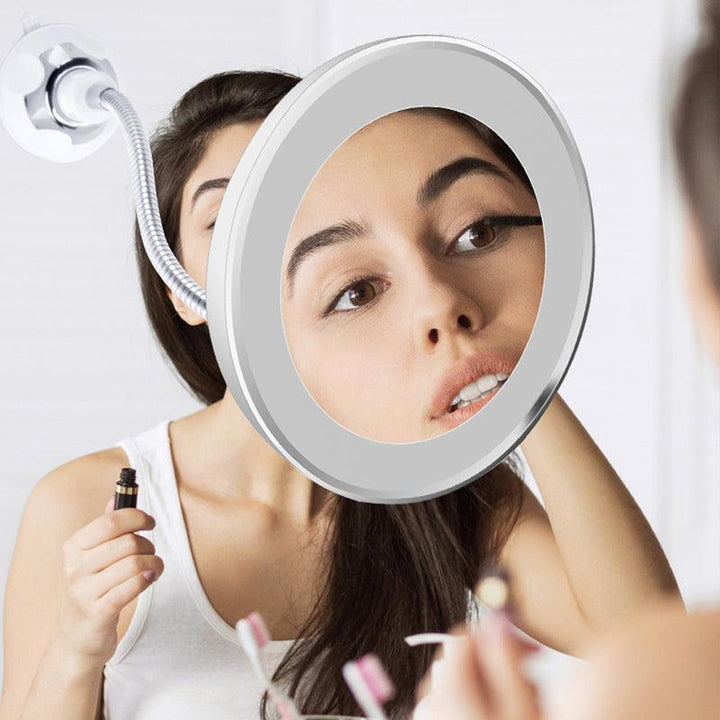 Magnifying Folding Makeup Mirrors 360-Degree Rotating Makeup Mirror Flexible Mirror Magnifying Makeup Mirror with LED Light - MRSLM