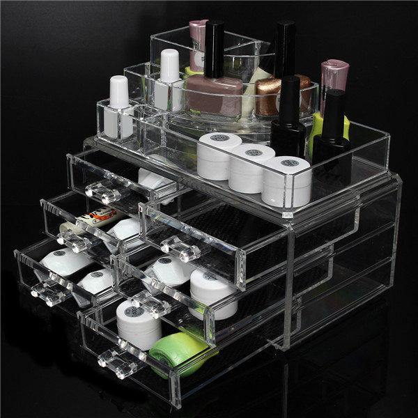 6 Drawer Clear Acrylic Make Up Organizer Drawers Cosmetic Display Holder Case Storage 2 Layer - MRSLM