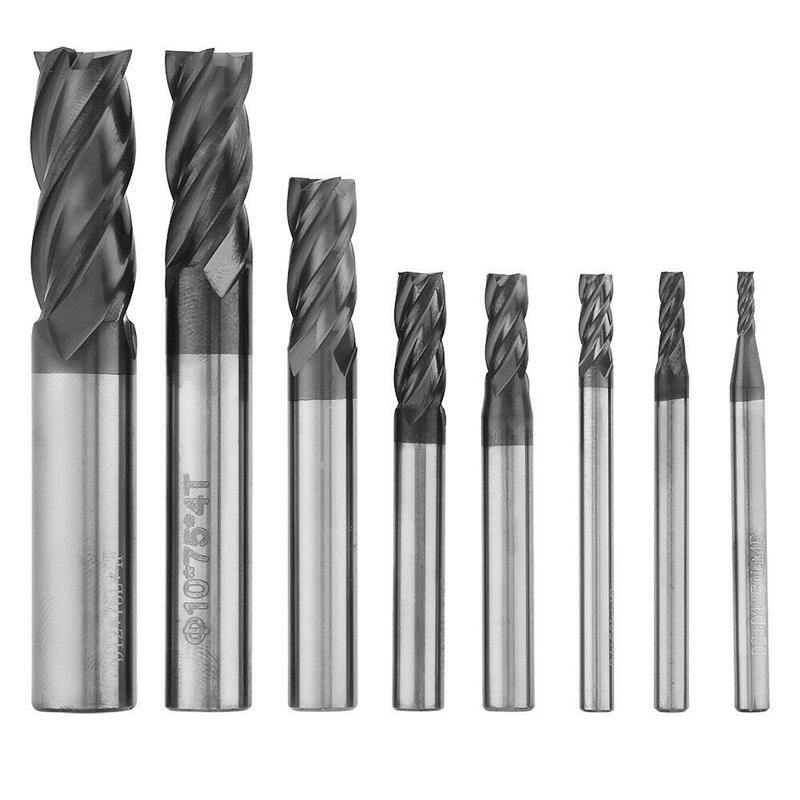 HRC45 1-12mm 4 Flutes Carbide End Mill Tungsten Steel Milling Cutter Tool - MRSLM