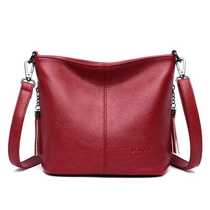 Soft leather fashion tassel handbag - MRSLM