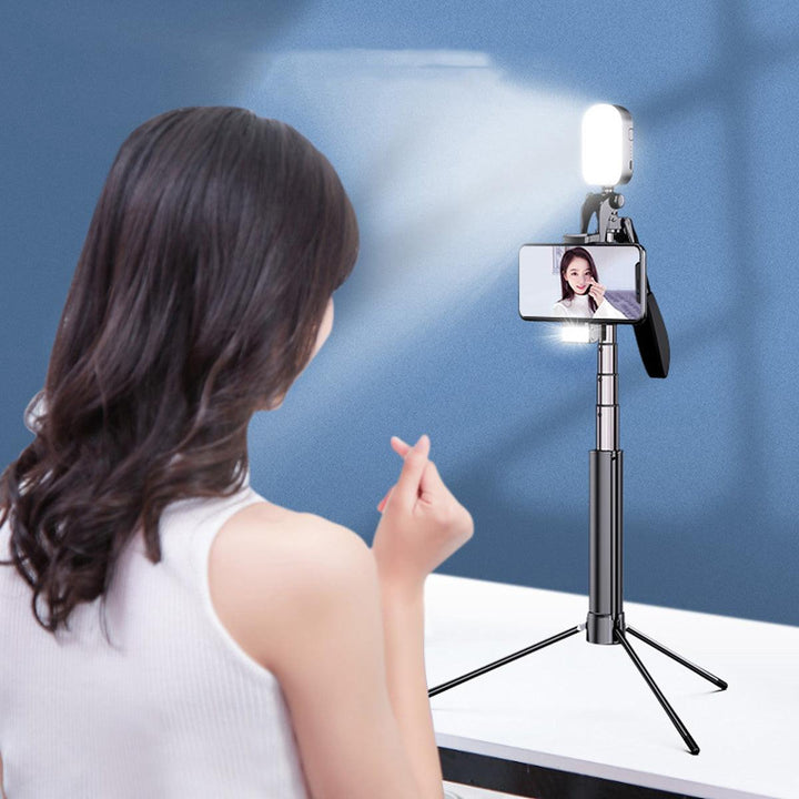 Aluminum Alloy All-in-one Selfie Stick Tripod Phone Video Live Stabilizer Anti-shake Handheld Gimbal For iPhone XS 11Pro Mi 10 (A) - MRSLM