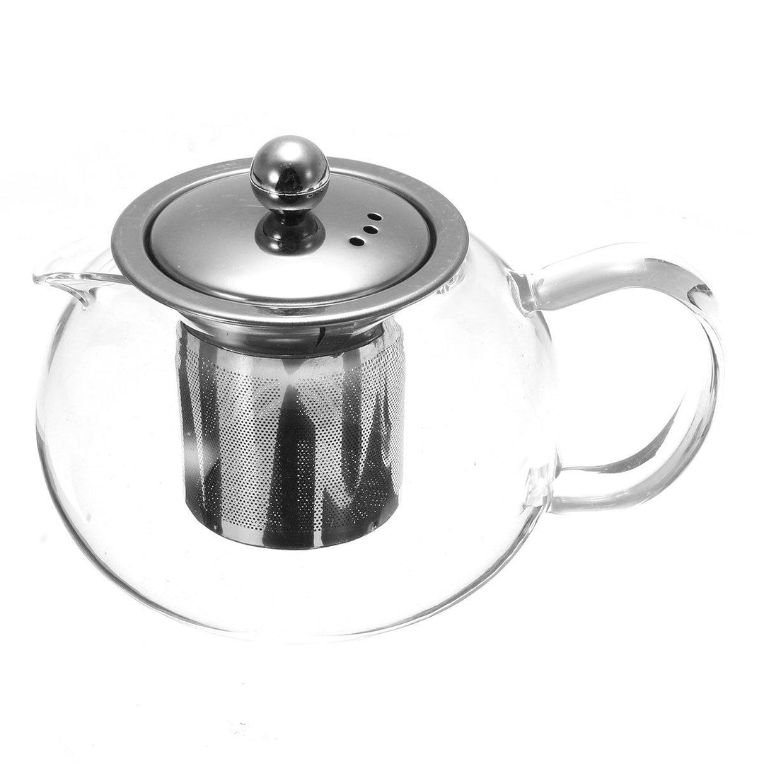 600/950/1300ml Clear Stainless Steel Heat Resistant Glass Teapot Infuser Tea Pot - MRSLM