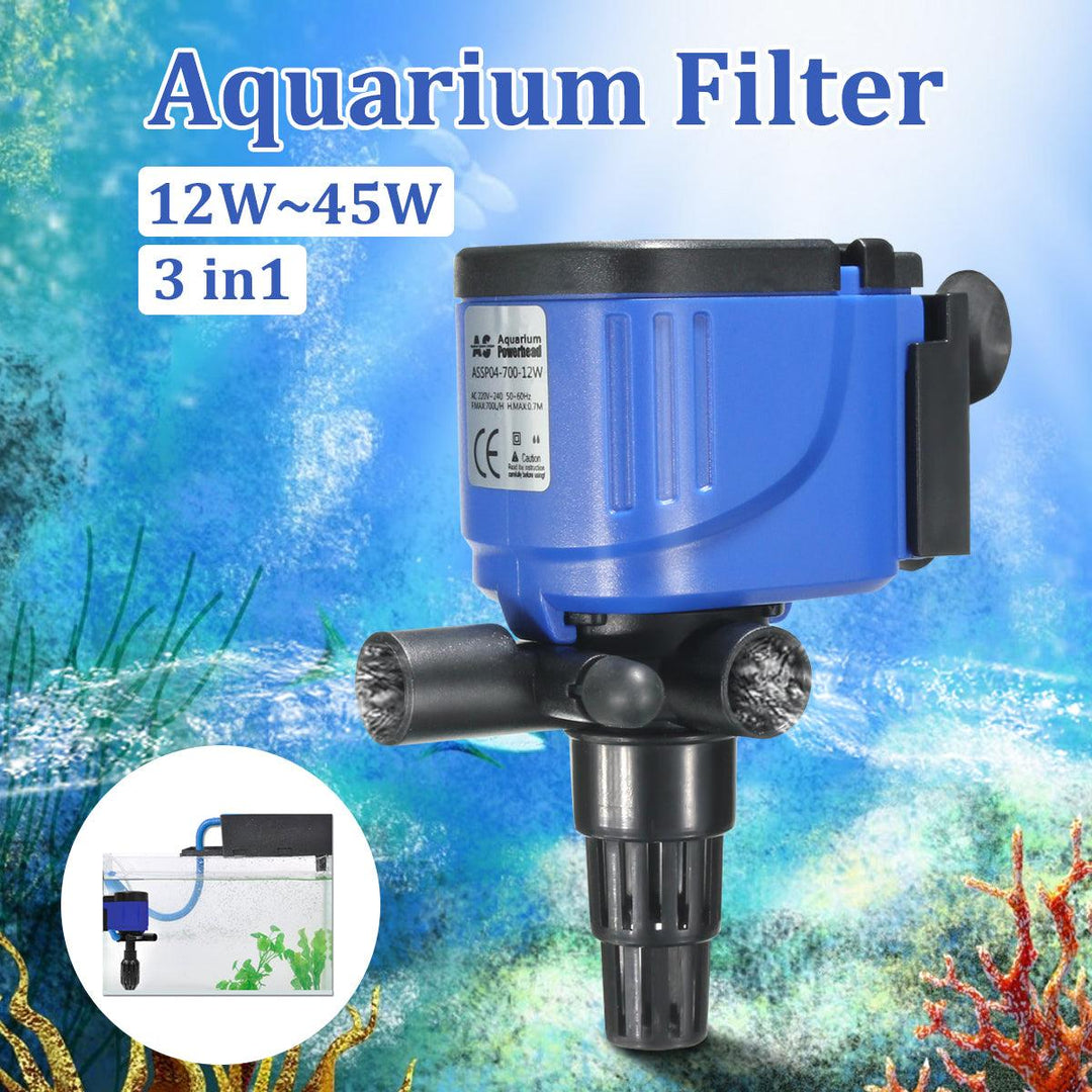 3 in 1 Aquarium Fish Water Tank Powerhead Wave Maker Circulation Purifier Filter Oxygen Pump - MRSLM