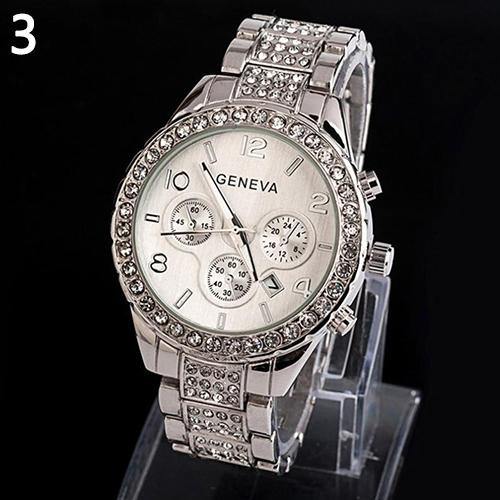 Women's Geneva Luxury Dials Decor Stainless Steel Band Quartz Analog Wrist Watch - MRSLM