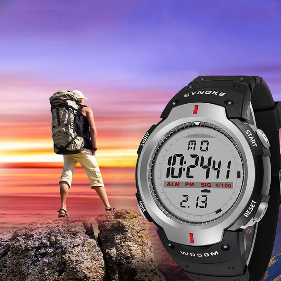 Fashion Men Outdoor Sport Luminous Week Date Alarm Digital Wrist Watch - MRSLM