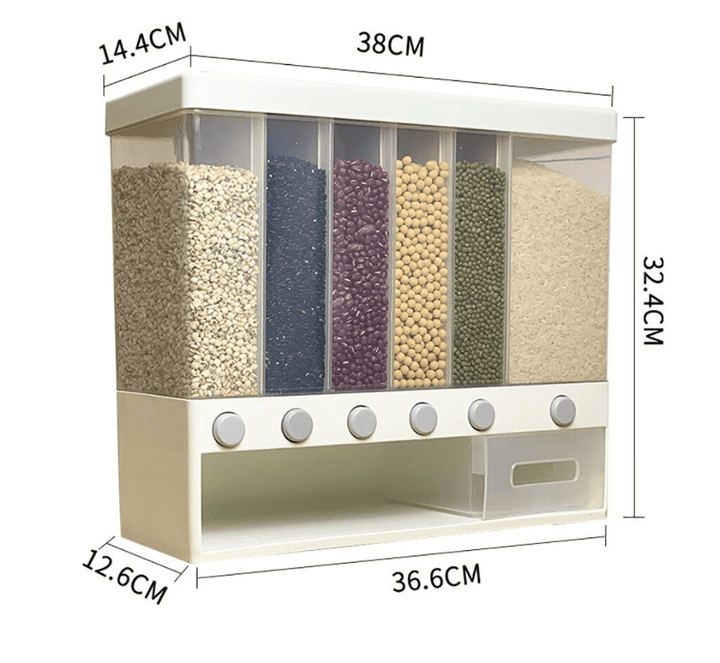 Grains Rice Bucket Wall-Mounted Rice Storage Box Can Be Hung on the Wall (Photo color) - MRSLM